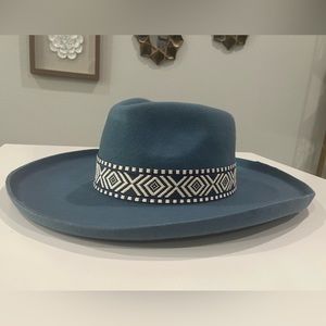 Blue Felt Hat w/ Native Design